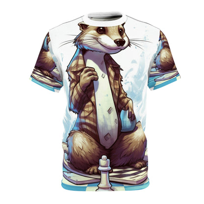 Otter Chess Game Grand Master Player Graphic Camiseta unisex cortada y cosida (AOP) 