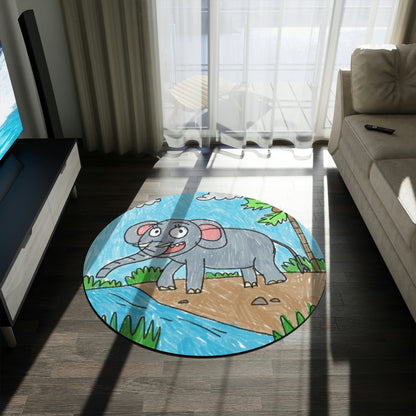 Elefante Elephant King Safari Animal Round Rug