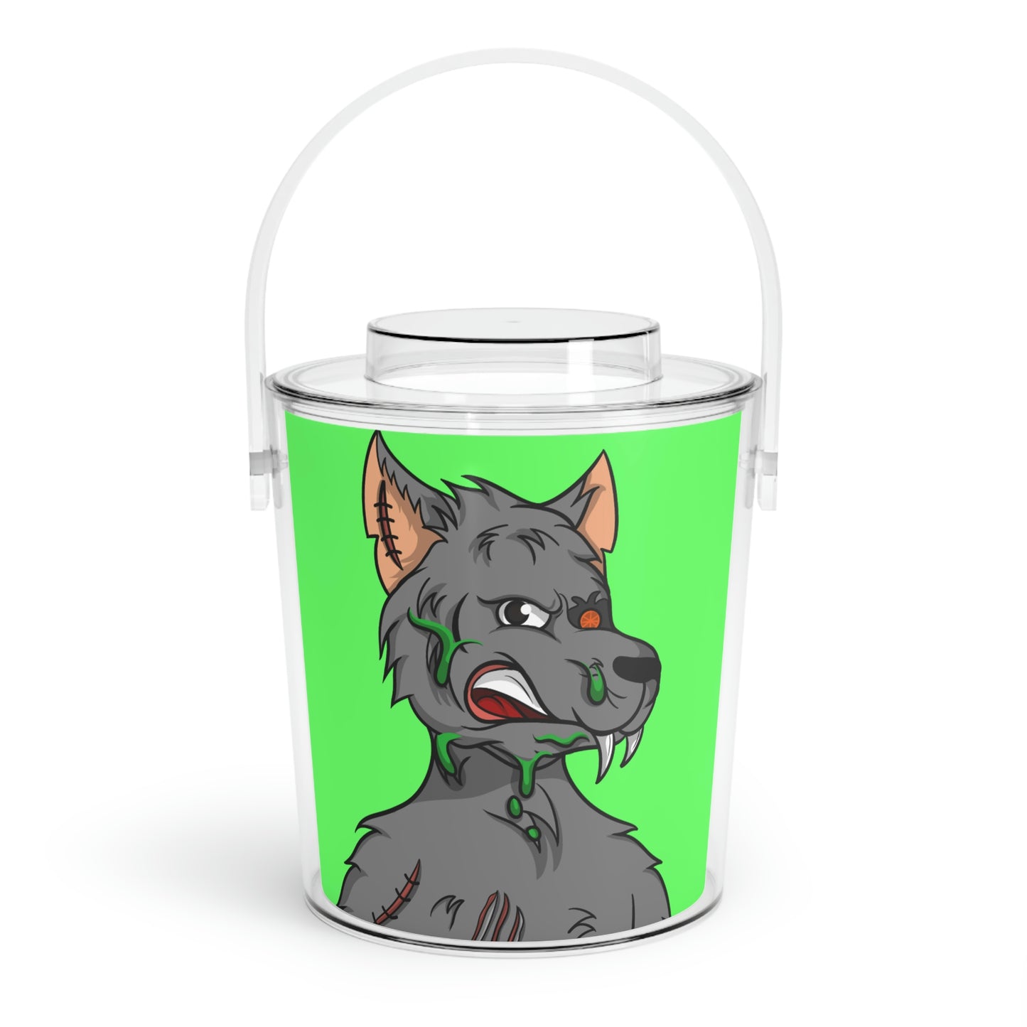 Wolf Grey Cyborg Animal Werewolve Ice Bucket with Tongs