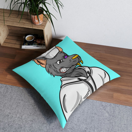 Chief Chef Cook Wolf Werewolve Cyborg Tufted Floor Pillow, Square