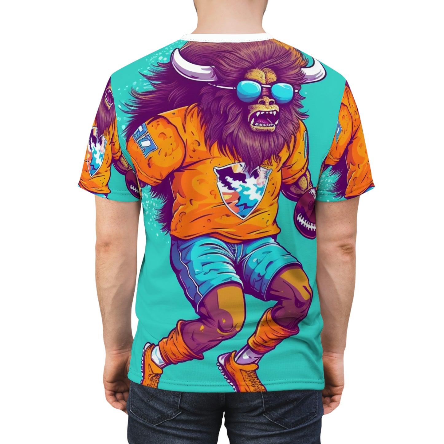 American Buffalo Football Player Sport USA Graphic Unisex Cut & Sew Tee (AOP)