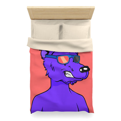 Cyborg Wolf Purple Fur Propeller Hat Colored Sunglasses Microfiber Duvet Cover