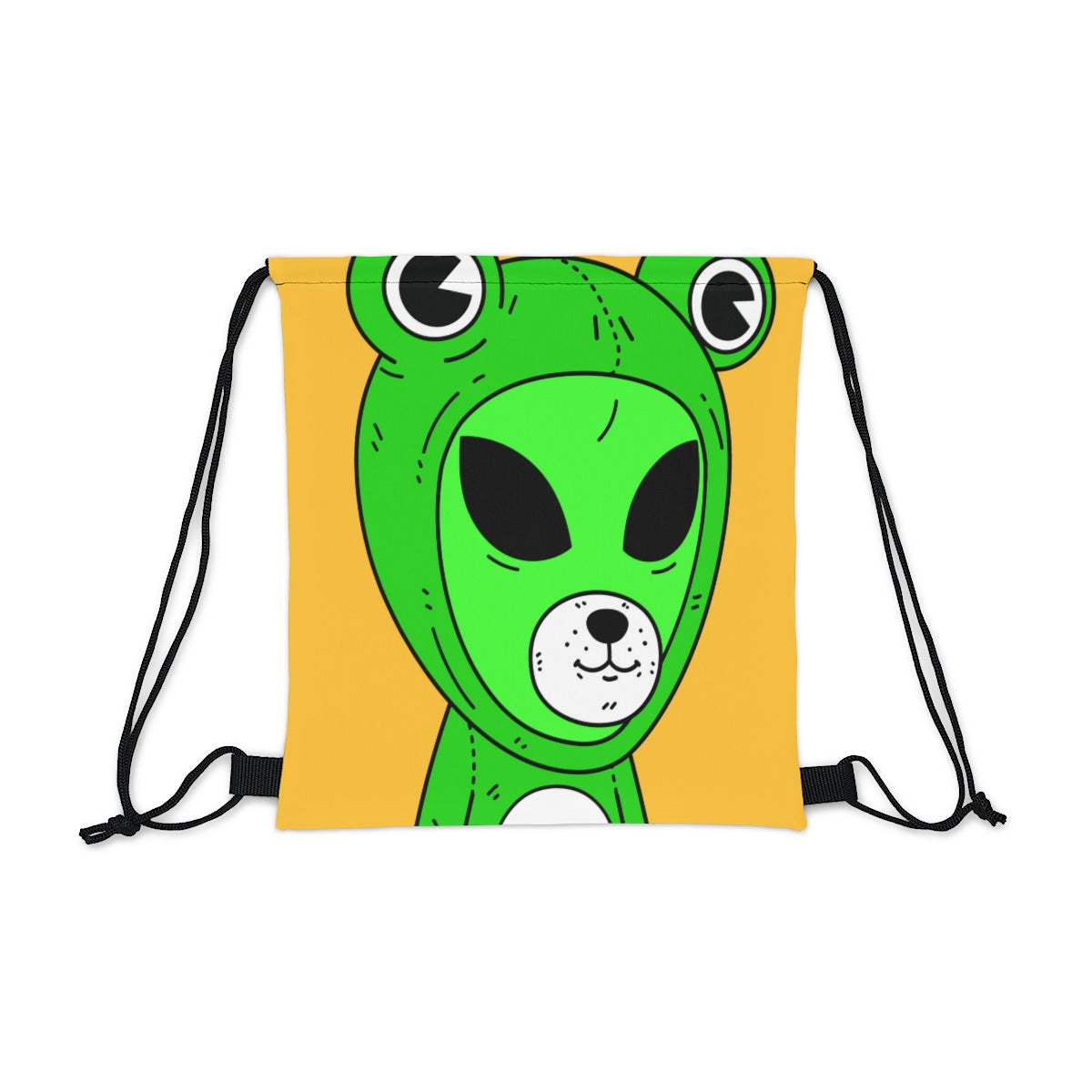 Green Kek Frog Alien Space Character Cartoon Dog Bear Face Visitor Outdoor Drawstring Bag