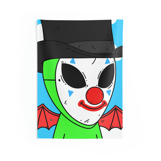 Clown Visitor Green Alien w/ Devil Wings Indoor Wall Tapestries