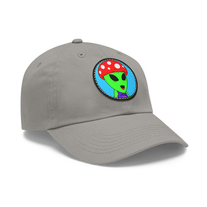 Healthy Sport Jersey Mushroom Alien Dad Hat with Leather Patch (Round)