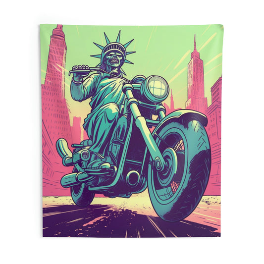 Statue of Liberty Motorcycle Bike Rider USA Style Indoor Wall Tapestries