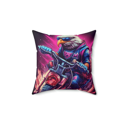 Biker USA American Eagle Motorcycle Graphic Spun Polyester Square Pillow