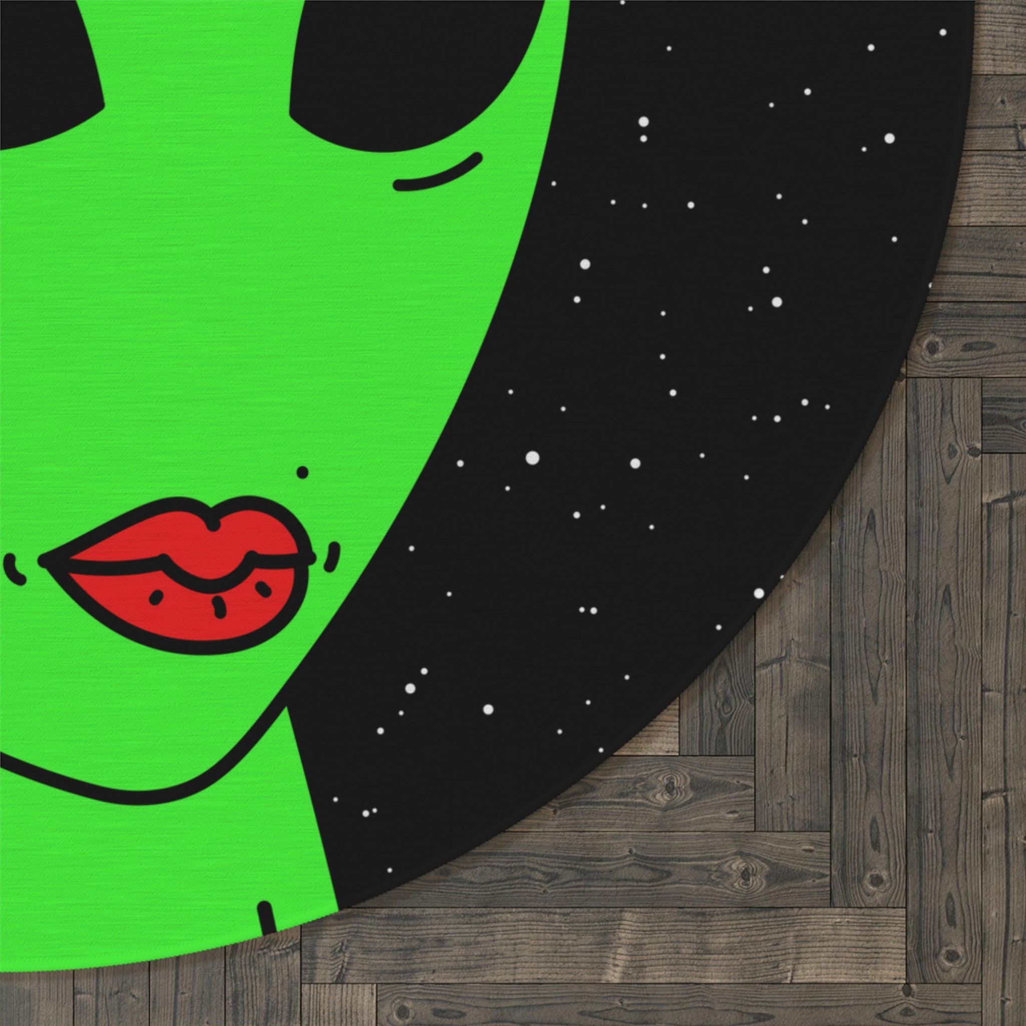 V Face Visitor Green Body hot Alien Black Hat Visi Round Rug