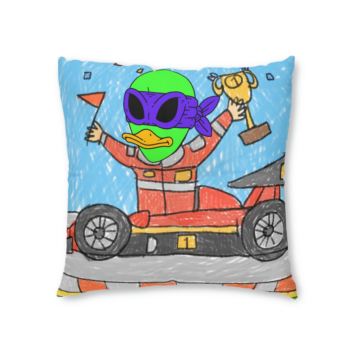 Race car Driver Win Visitor 751 Tufted Floor Pillow, Square