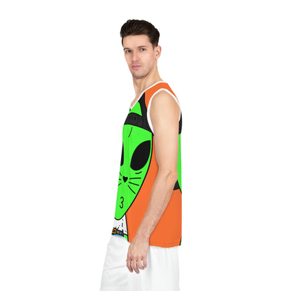 Cat Whiskers Visitor Green Alien Basketball Jersey (AOP)