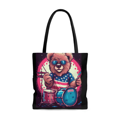 Drumroll for Freedom: Celebrate 4th of July with the Patriotic Bear's Rhythms Tote Bag (AOP)