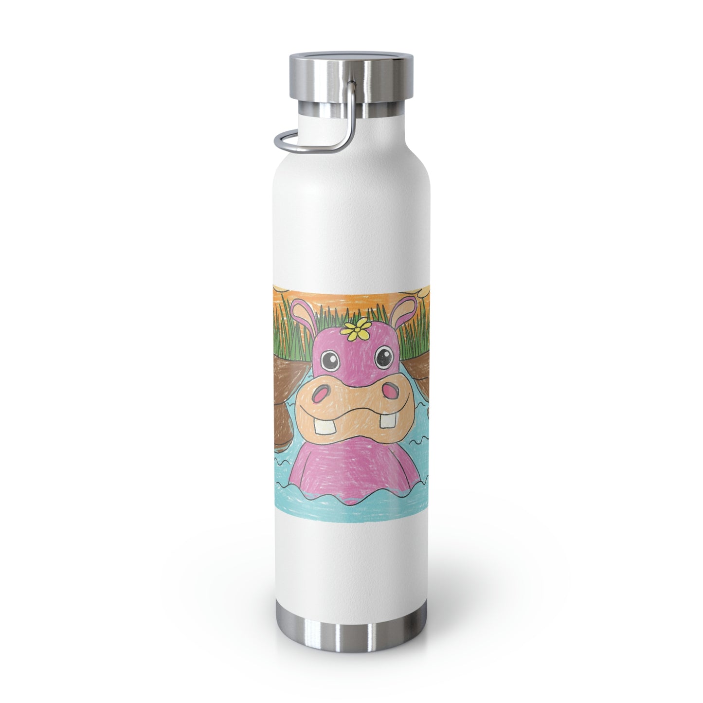 Hippo Hippopotamus Animal Creature Graphic Copper Vacuum Insulated Bottle, 22oz