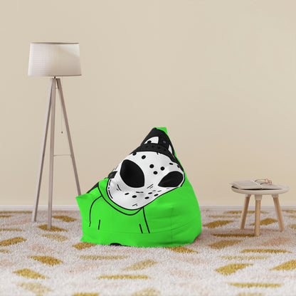 White Hockey Mask Green Alien Visitor Hockey Bean Bag Chair Cover