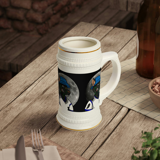 Taza Jarra De Cerveza Lobo Lobo Hombre Lobo Cyborg Luna Llena 