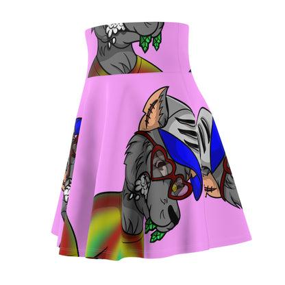 Valentine Heart Wolf Werewolve Tiedye Women's Skater Skirt