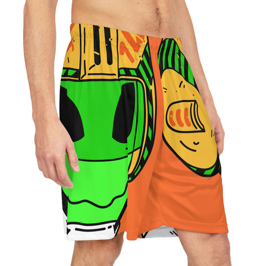 Alien Green Sporty Basketball Shorts (AOP)