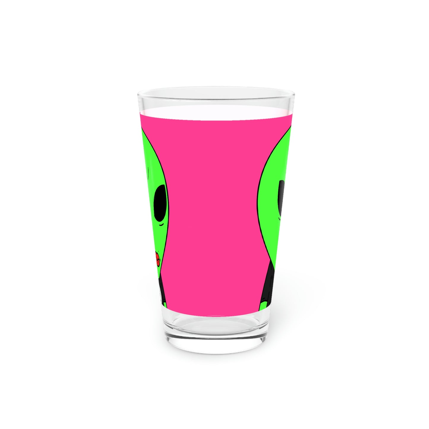 8 Ball Green Alien Lipstick Visitor Pool Player Game Pint Glass, 16oz