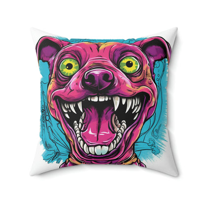 Retro Alien Dog Cartoon Aesthetic Spun Polyester Square Pillow