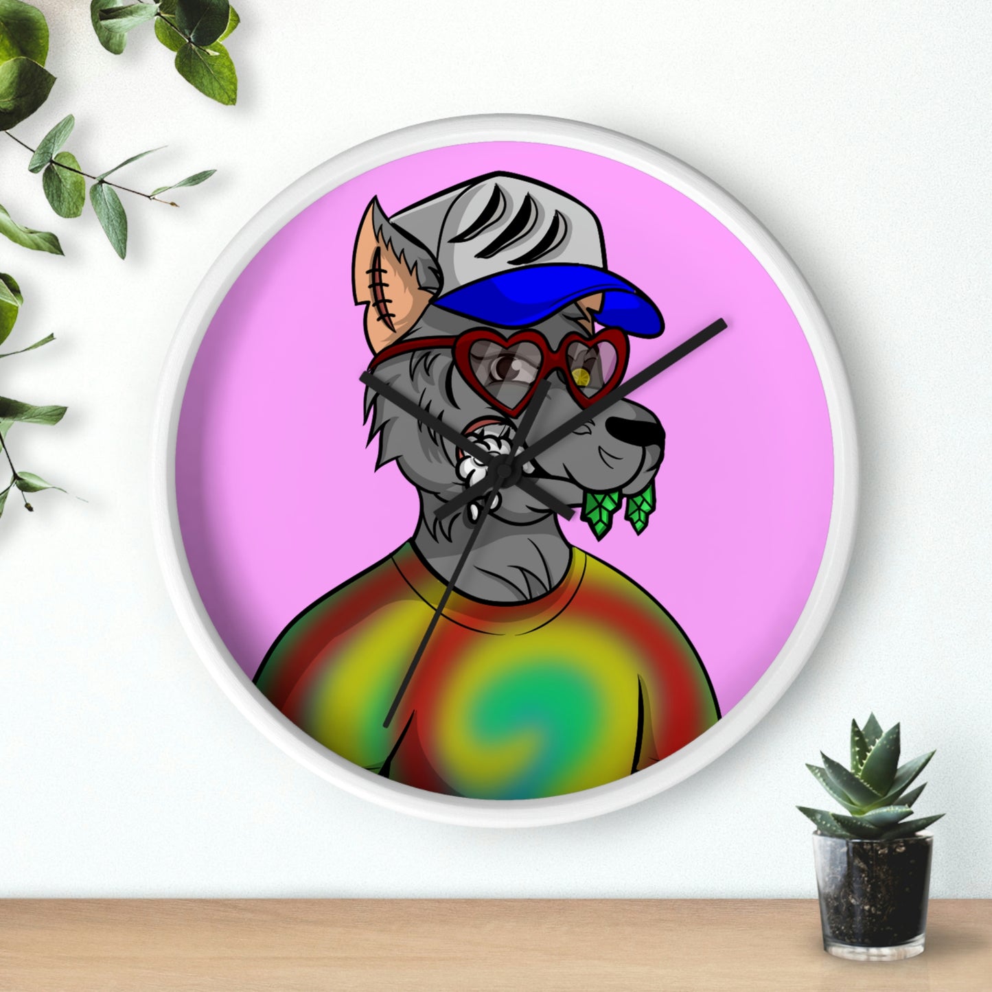 Valentine Heart Wolf Werewolve Wall clock