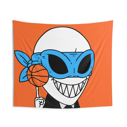 Alien BBall Sport Ninja Mask Orange Basketball Indoor Wall Tapestries