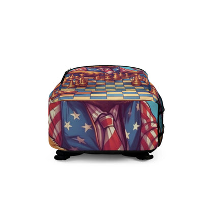Checkmate Patriotism: Patriotic Bear's Chess Game 4th of July Style Backpack