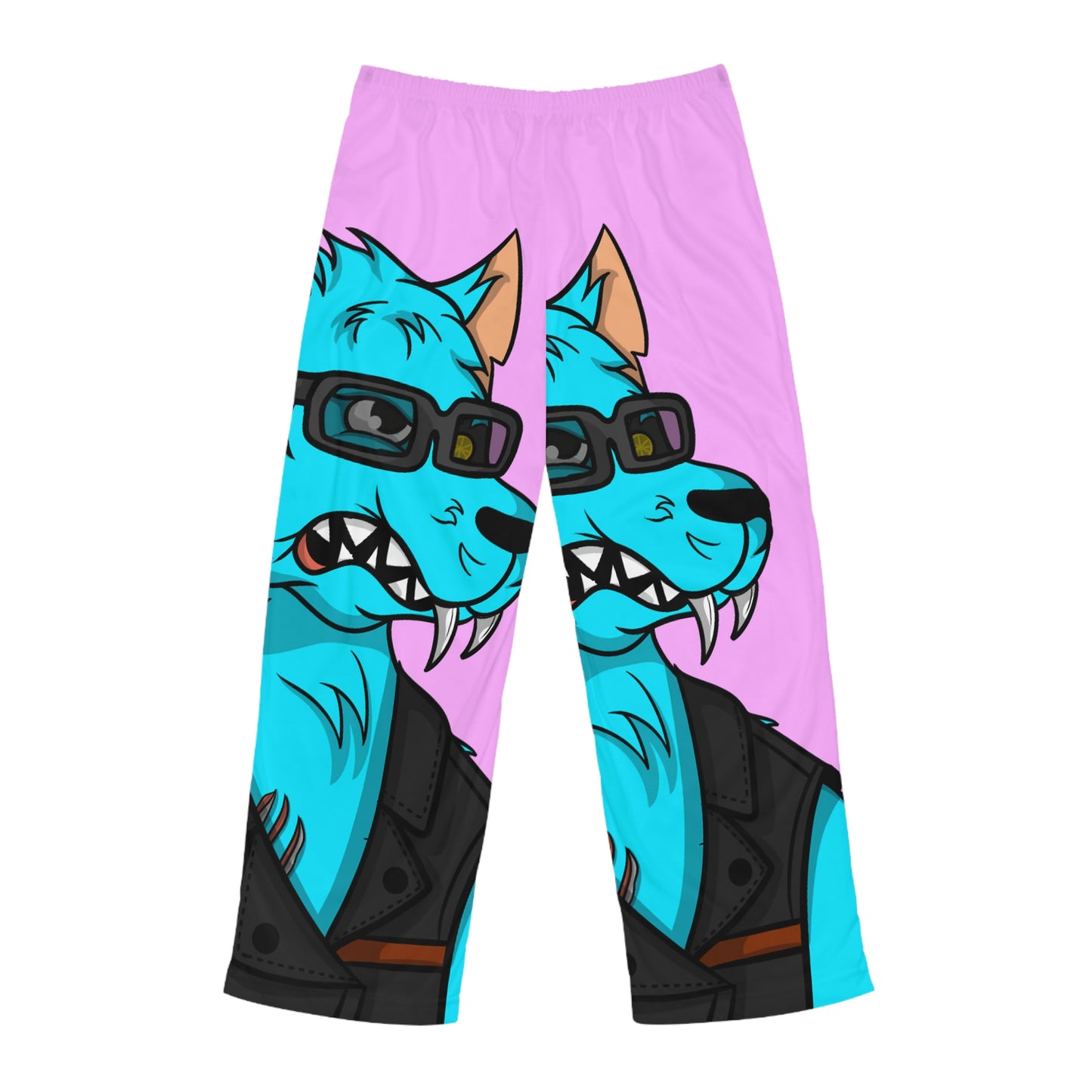 Wolve Aqua Water Blue Wolf Cyborg Men's Pajama Pants (AOP)