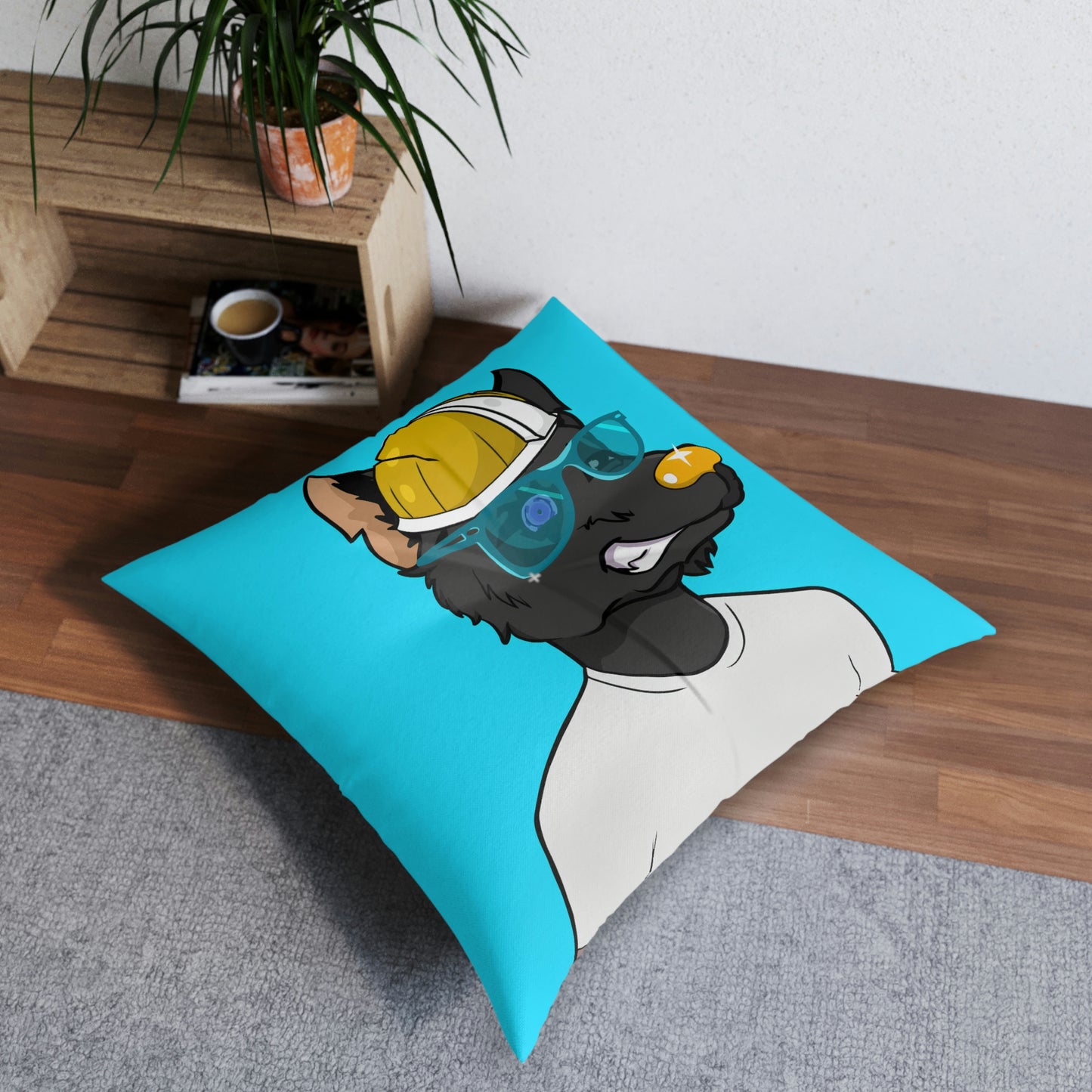 Almohada de suelo capitoné de hombre lobo Gold Standard, cuadrada 