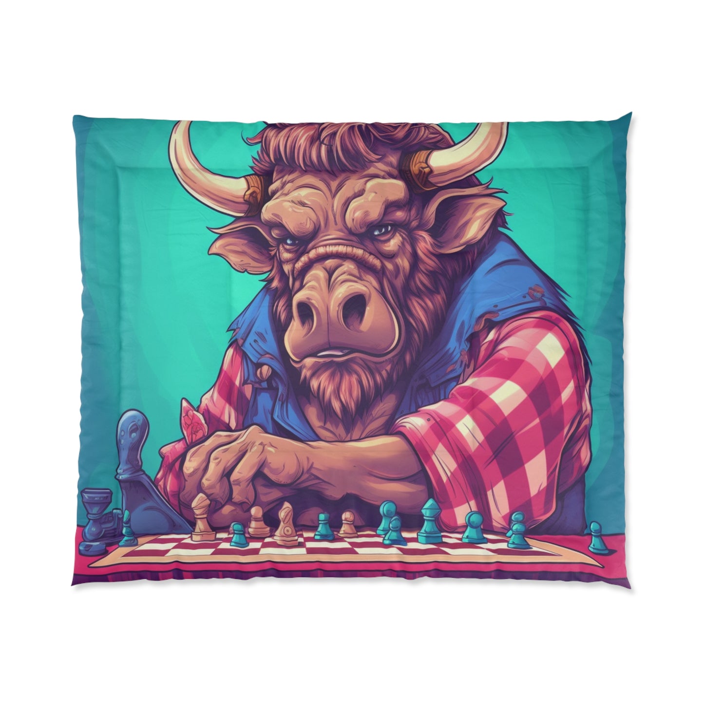 Chess Game Champ Master Bison Buffalo Style Comforter