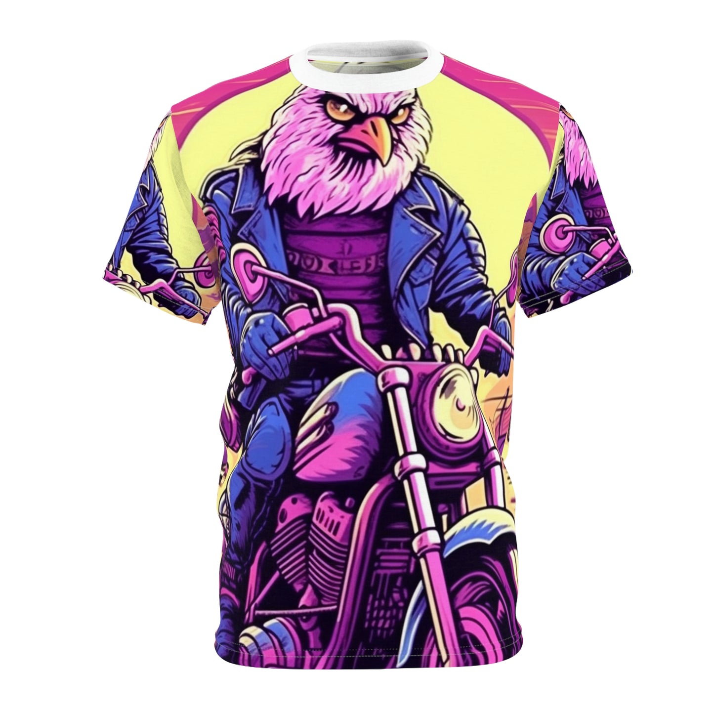 American Bald Eagle Motorcycle Ride USA Style Unisex Cut & Sew Tee (AOP)