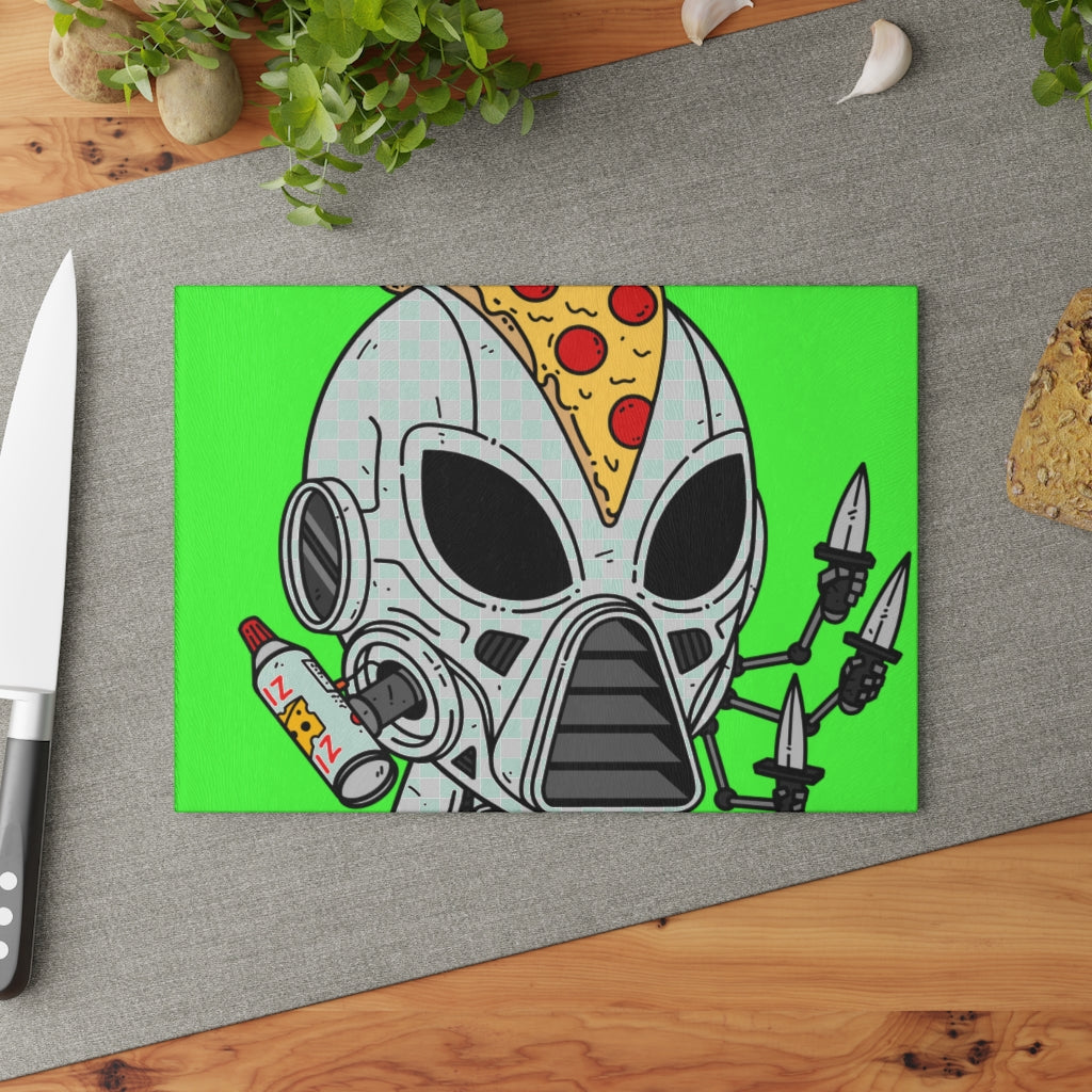 Knife Peppe Pizza Viz Wiz Armored White Future Alien Cyborg Machine Visitor Glass Cutting Board - Visitor751