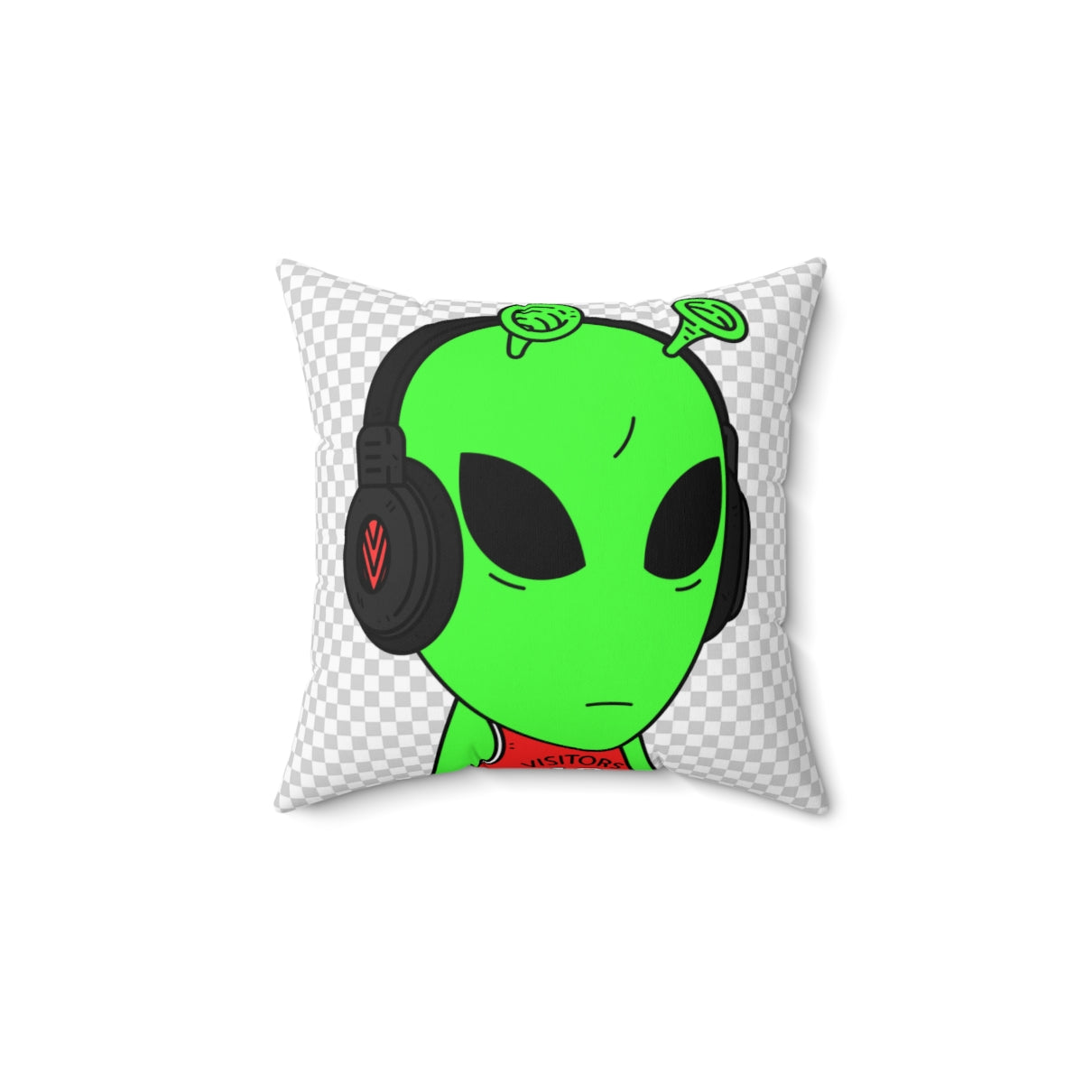 Green Antenna Sports Jersey Visitor Head phones Spun Polyester Square Pillow