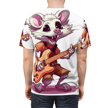 Opossum Musical Guitarist Graphic Unisex Cut & Sew Tee (AOP)