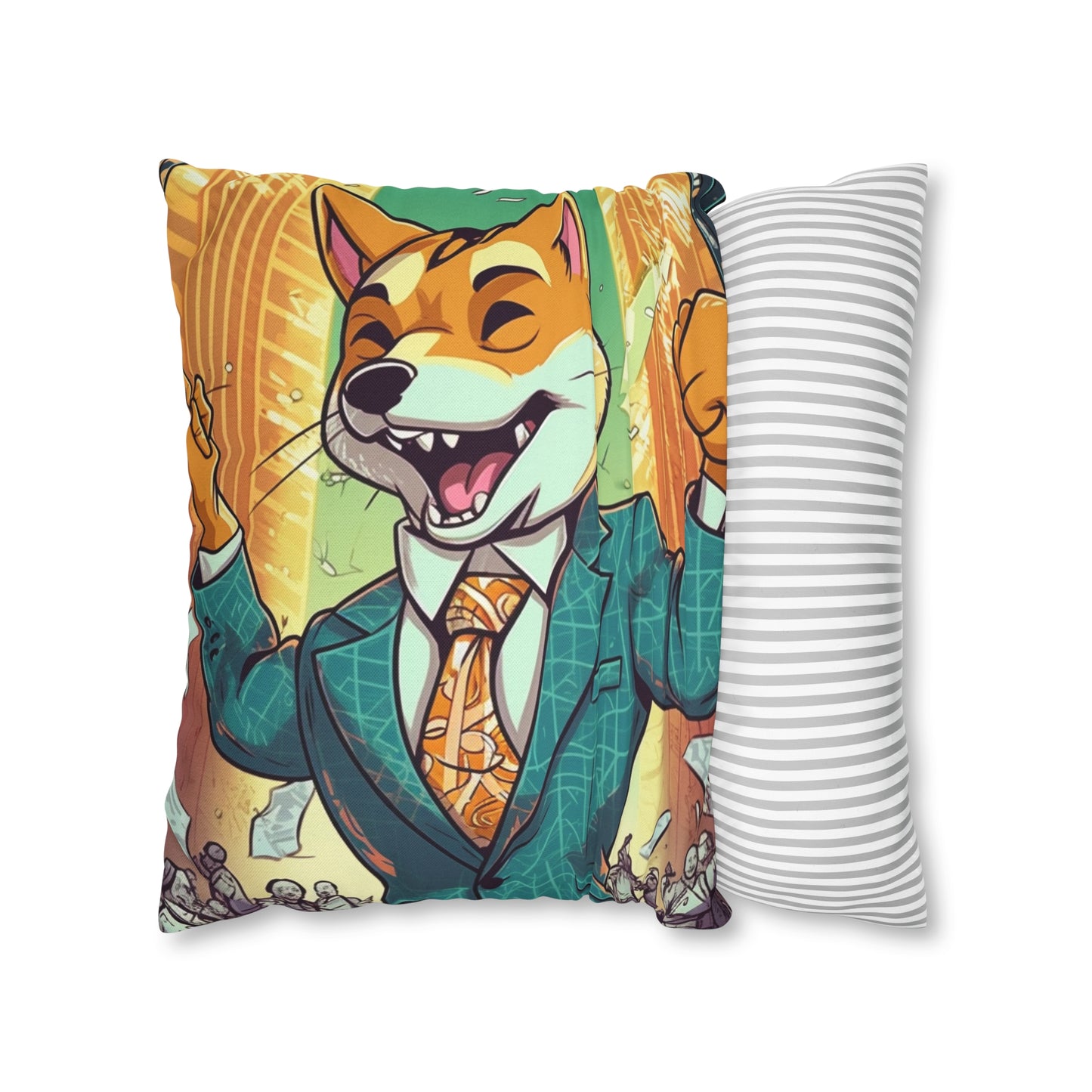 Synthwave Shiba Inu NYSE Collector's Gear: Spun Polyester Square Pillow Case