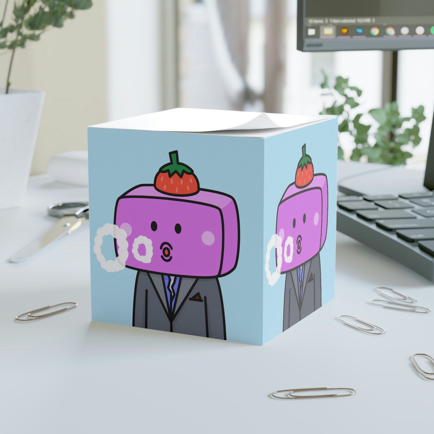 Strawberry Fruit Head Block Note Cube