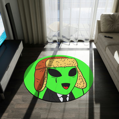 Trapper Hat Scar Eye Green Business Visitor Alien Round Rug - Visitor751