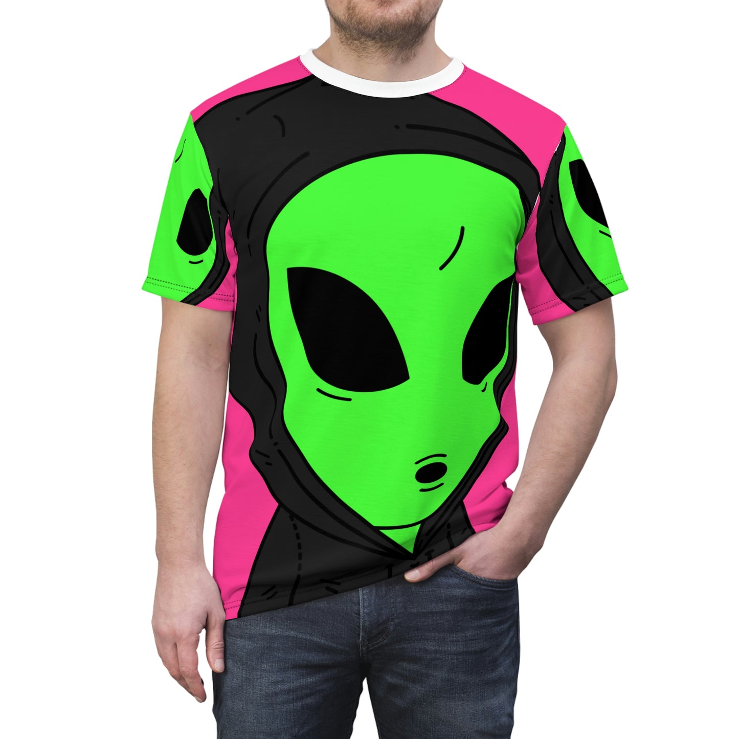 Anonymous Anon Alien Visitor Character Cartoon Unisex AOP Cut & Sew Tee