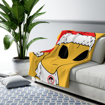 Alien Christmas Santa Space Character Holiday Winter Season Sherpa Fleece Blanket