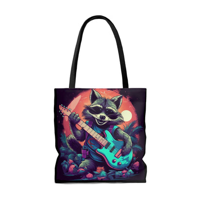 Furry Raccoon Guitarist: Animal Musician Rock Star Tote Bag (AOP)