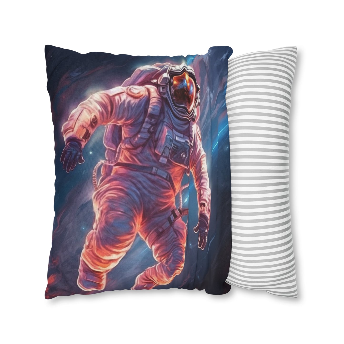 Astronaut Outer Space - Galaxy Starfield Art Spun Polyester Square Pillow Case