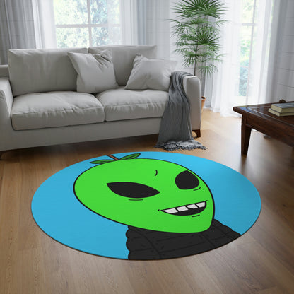 Green Apple Chipped tooth Visitor Smiling Round Rug - Visitor751