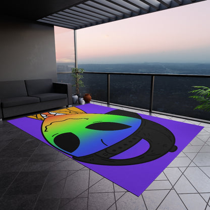 Rainbow Multi Color Visitor Black Cap Gold Suit Visitor Outdoor Rug