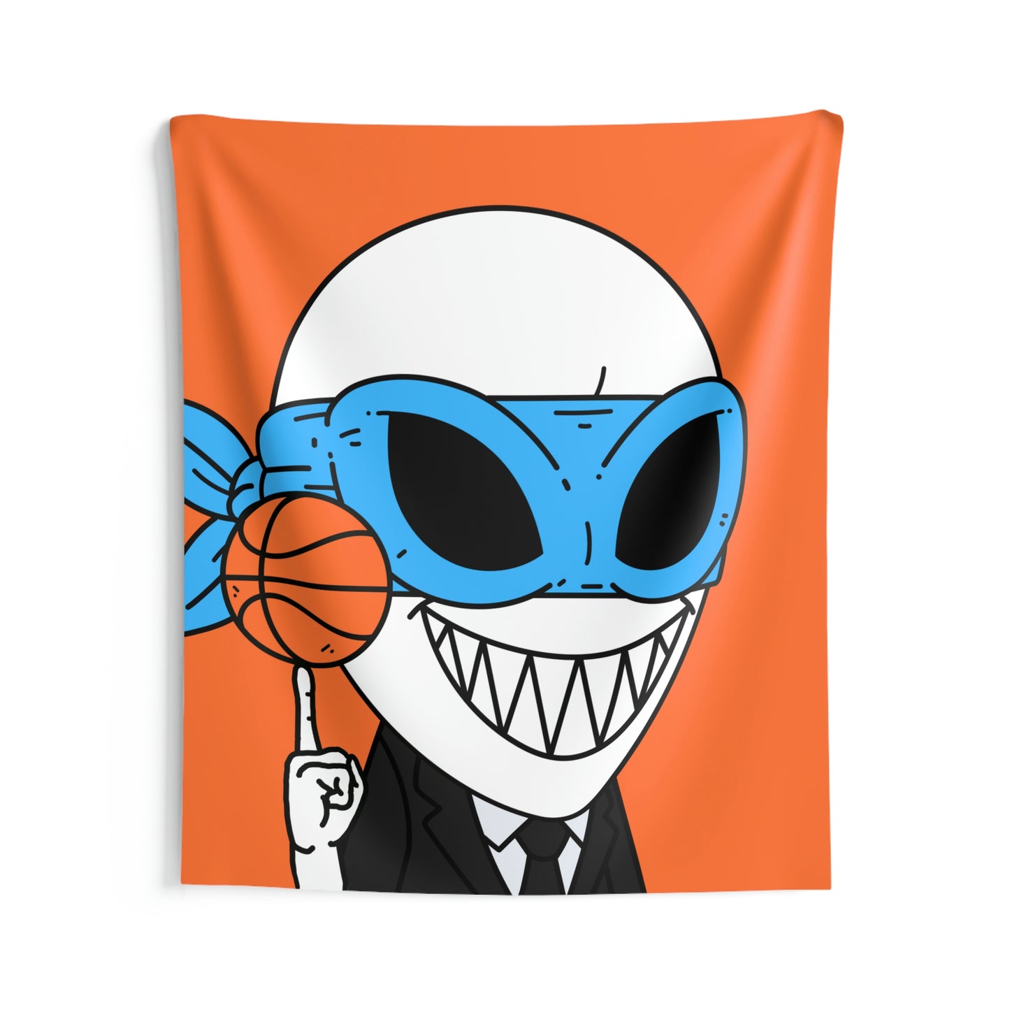 Alien BBall Sport Ninja Mask Orange Basketball Indoor Wall Tapestries