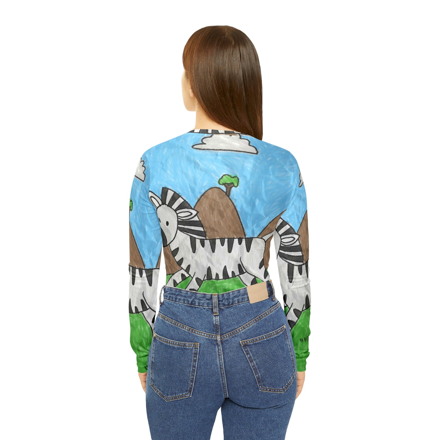 Camisa de manga larga con cuello en V para mujer Zebra Graphic Hipster Zebra Animal 