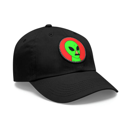 Fake Alien Human Mask Dad Hat with Leather Patch (Round)