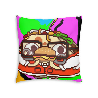 Burger Cooked Hungry Taco Tufted Floor Pillow, Square