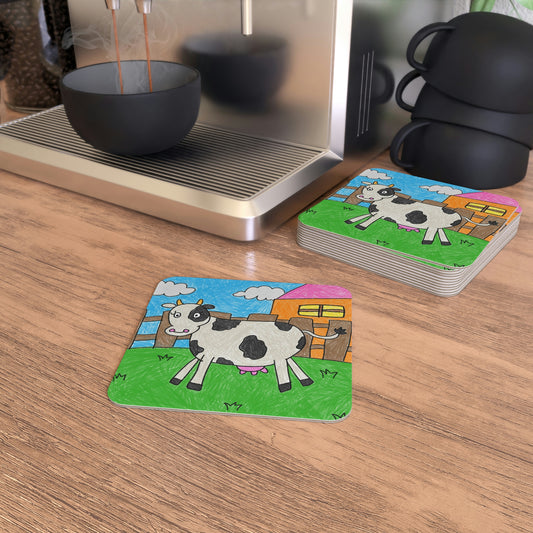 Cow Moo Farm Barn Animal Character Coasters (50, 100 pcs)