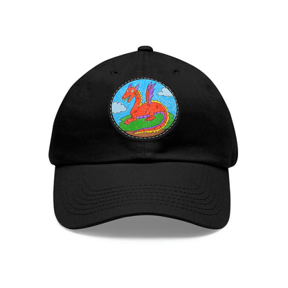 Fierce Dragon Medieval Dad Hat with Leather Patch (Round)