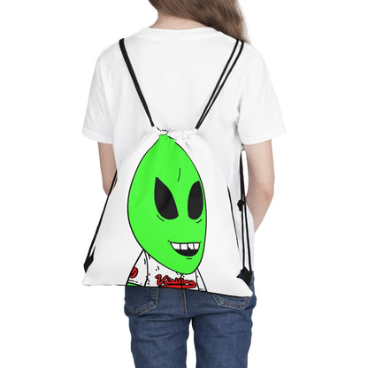 Visi Jersey Chipped Tooth Large Smile Face Green Alien Visitor Outdoor Drawstring Bag