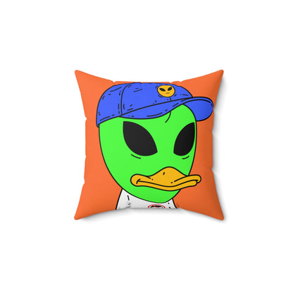 Anti Human Duck Visitor Green Alien Spun Polyester Square Pillow