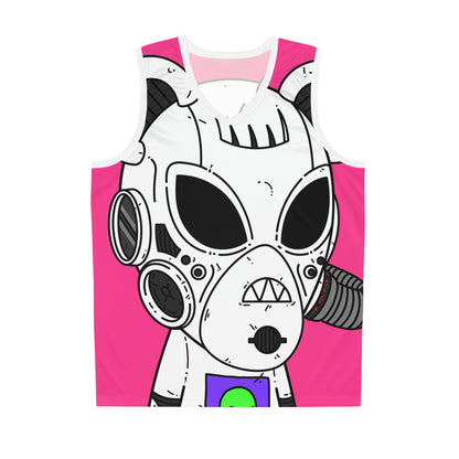 Armored White Mouse Ears Future Alien Cyborg Machine Visitor Basketball Jersey